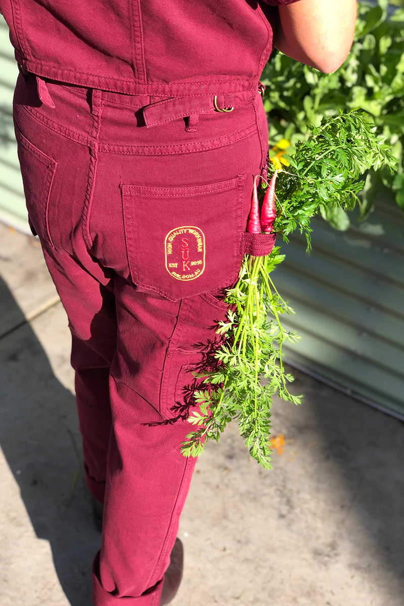2 Way Work Pants - Burgundy - Image 3