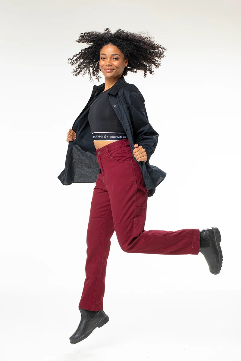 2 Way Work Pants - Burgundy - Image 4