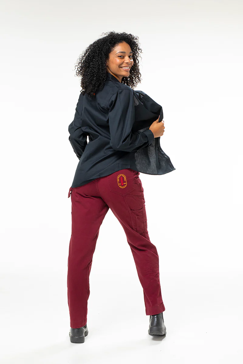 2 Way Work Pants - Burgundy - Image 5