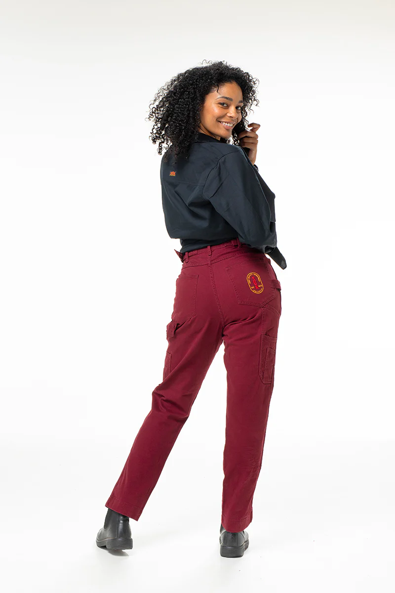 2 Way Work Pants - Burgundy - Image 6