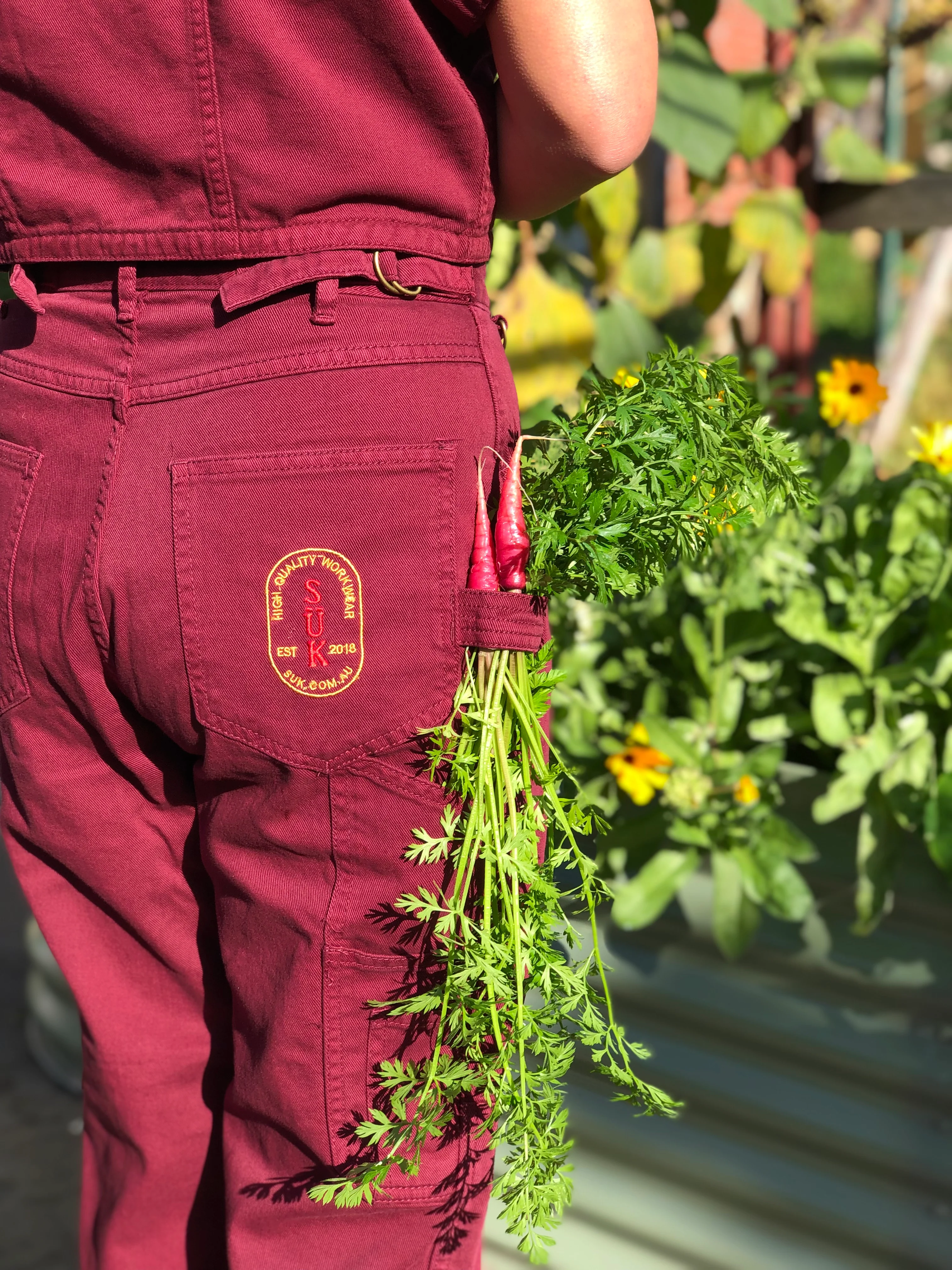 2 Way Work Pants - Burgundy - Image 7