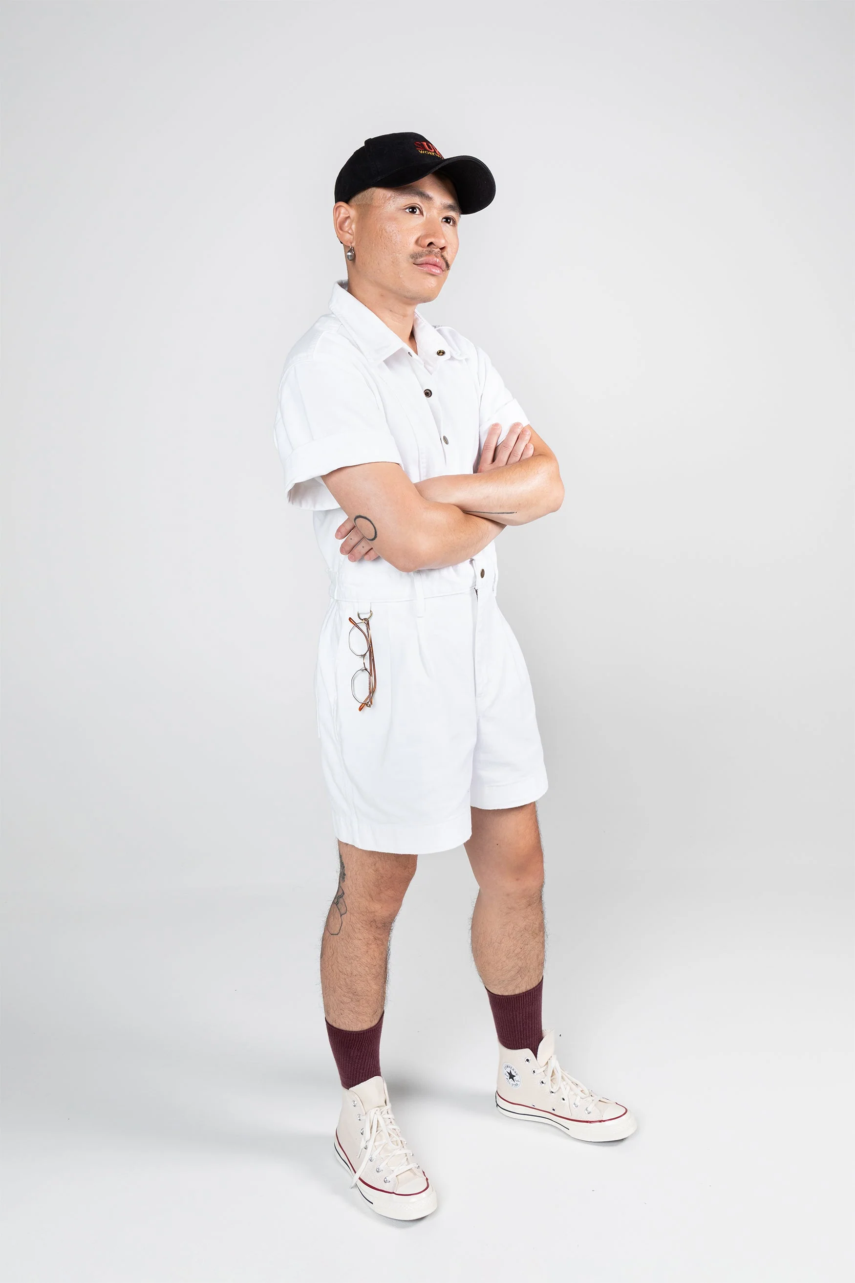 Cropped Ringer Suit - Long - White - Image 2
