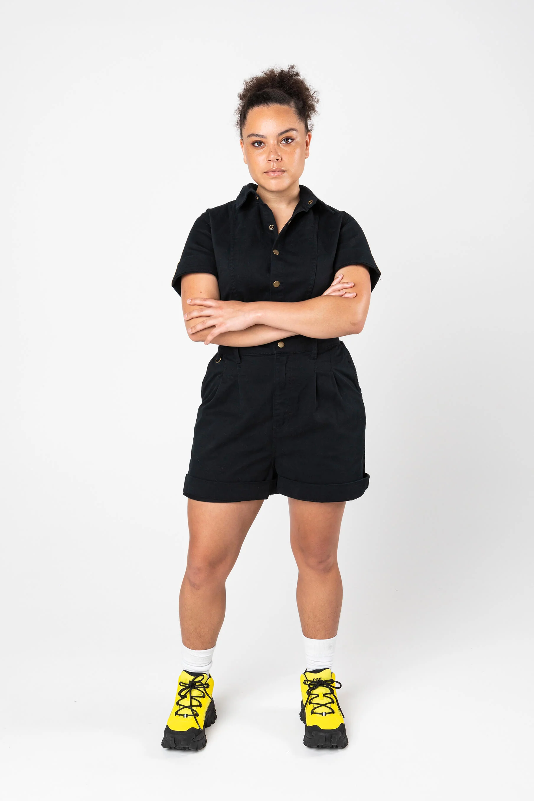 Cropped Ringer Suit - Short - Black