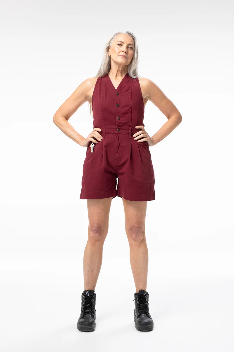 Cropped Roper Suit - Burgundy - Image 3