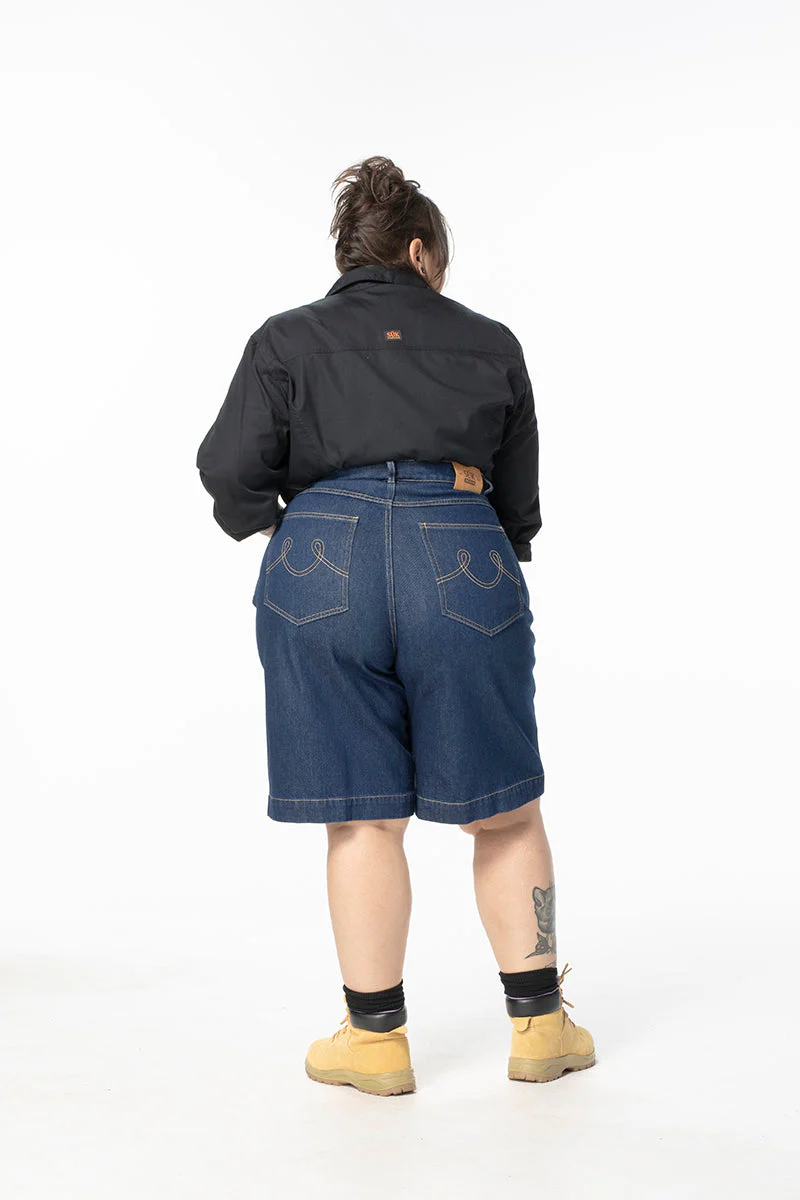Denim Bermuda Shorts - Mid Blue - Image 3