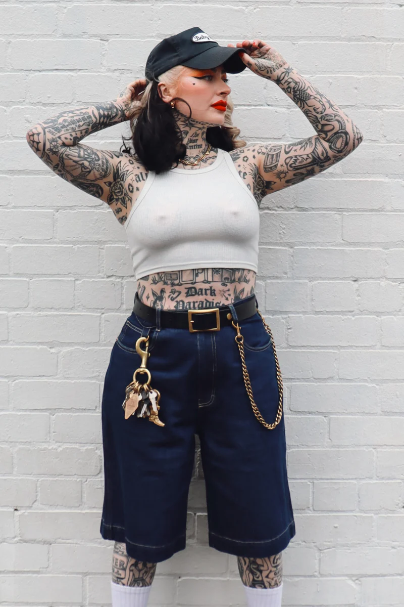 Denim Bermuda Shorts - Mid Blue - Image 6