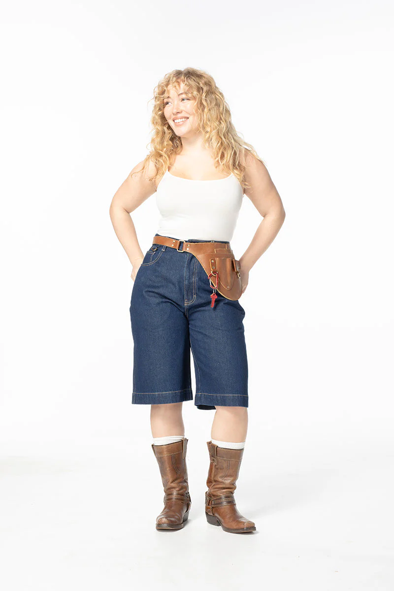 Denim Bermuda Shorts - Mid Blue - Image 7