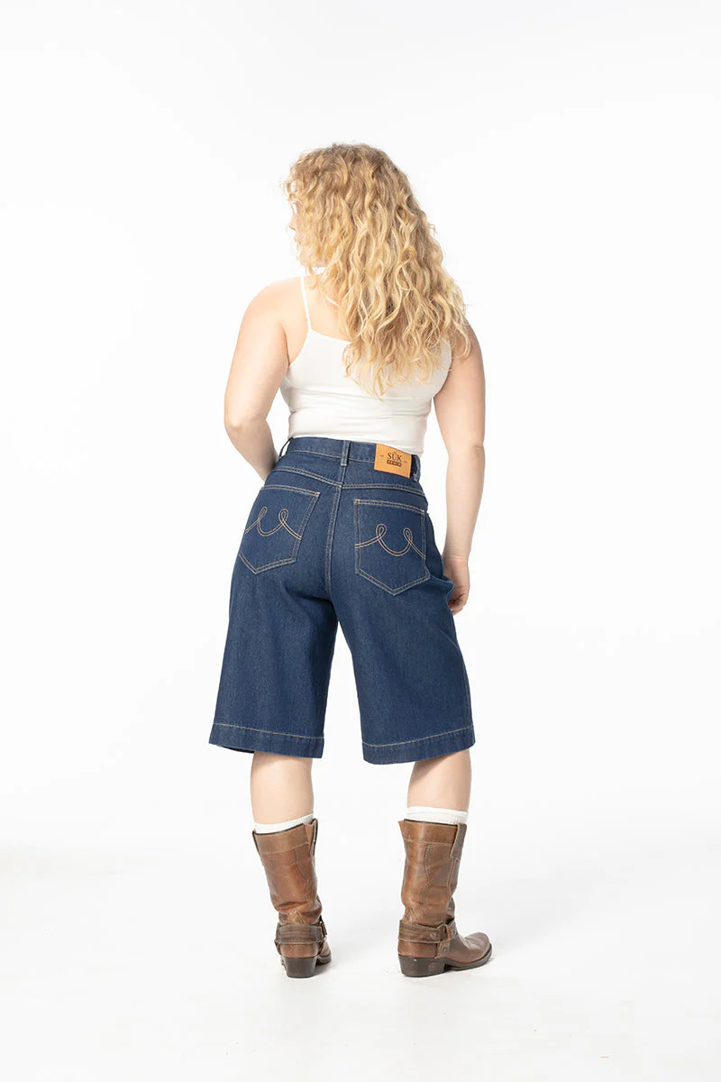 Denim Bermuda Shorts - Mid Blue - Image 9