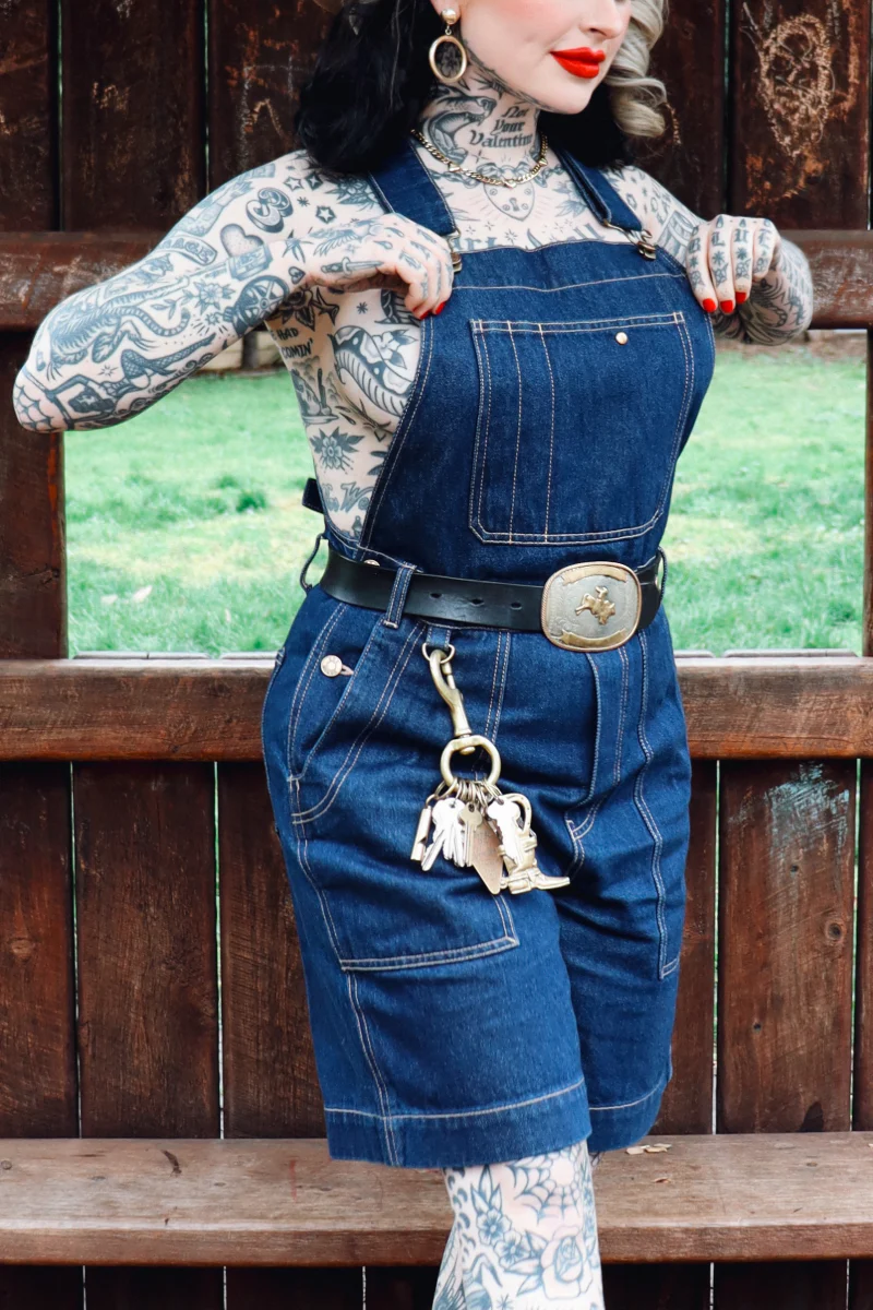 Denim Cropped Brumby Suit - Mid Blue - Image 7