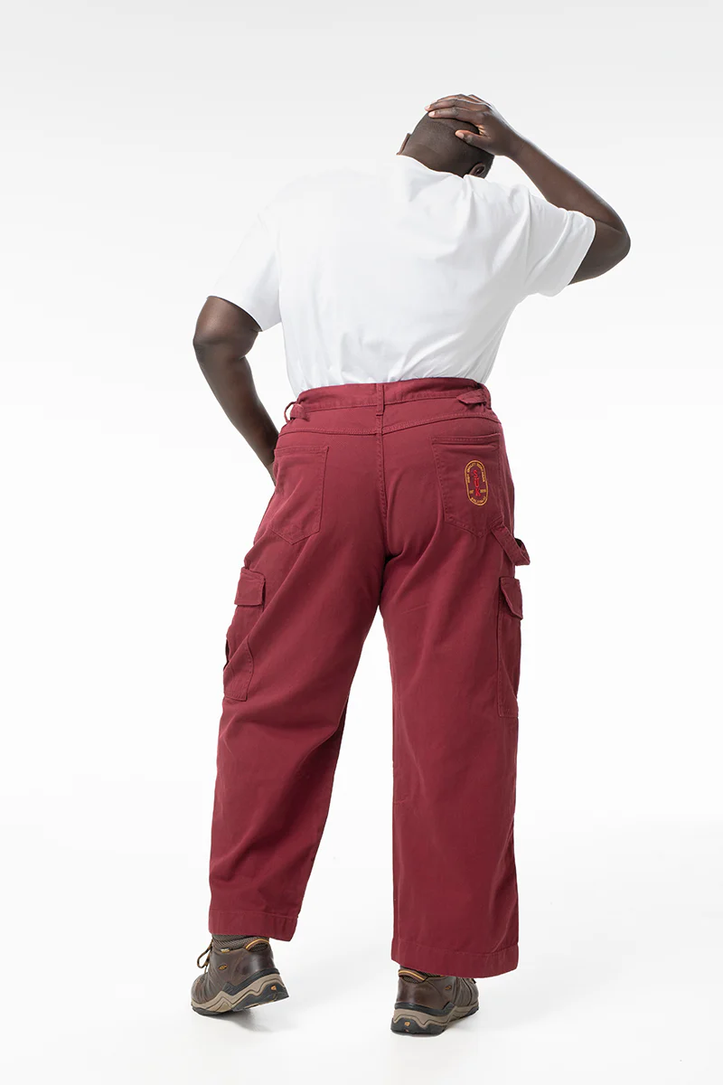 Mid Rise Cargo Pants - Burgundy - Image 3