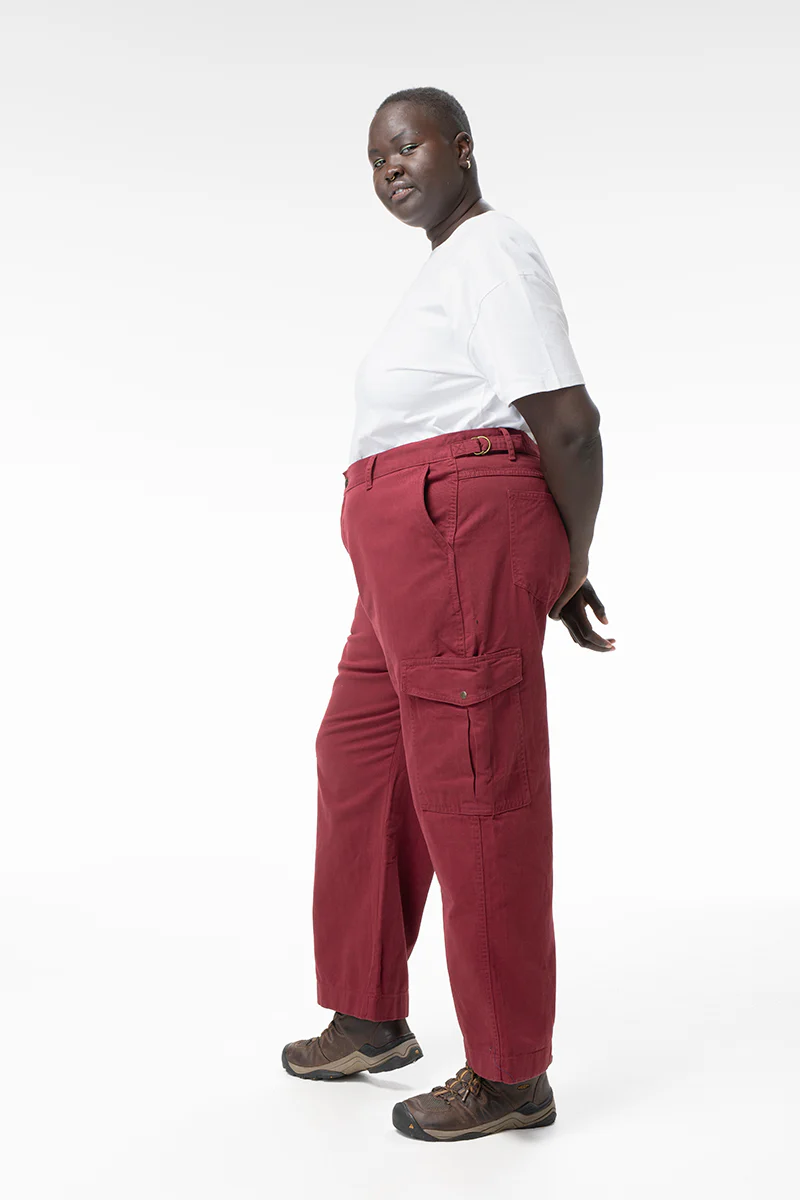 Mid Rise Cargo Pants - Burgundy - Image 4