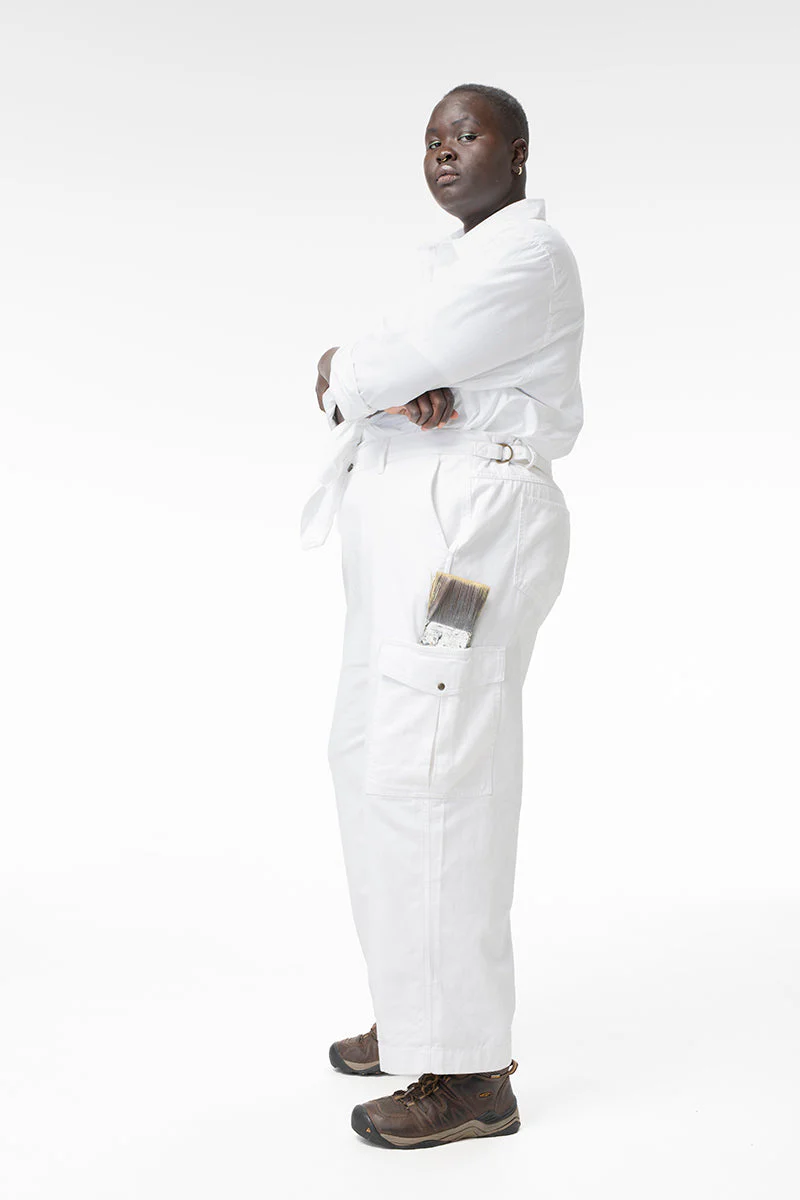 Mid Rise Cargo Pants - White - Image 3